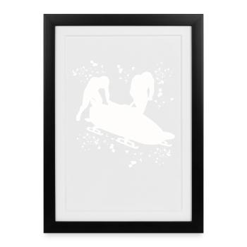 Bobsleigh Bobsleigh à deux - Affiche encadrée (27 × 37 cm) - noir - Devant