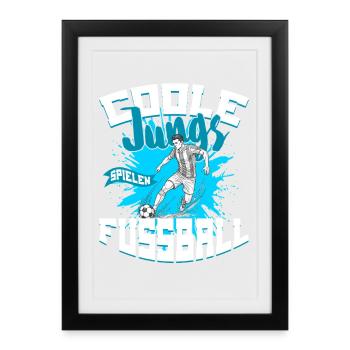 Coole Jungs Spielen Fußball - Gerahmtes Poster (27 × 37 cm) - Schwarz - Vorne