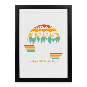 Vintage_1995_Jahrgang_geboren_Retro_Geburtstag_ - Affiche encadrée (27 × 37 cm) - noir - Devant