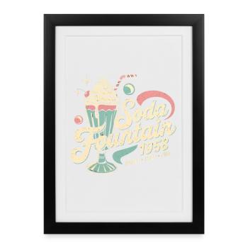 Fontaine à soda 1958 - Affiche encadrée (27 × 37 cm) - noir - Devant