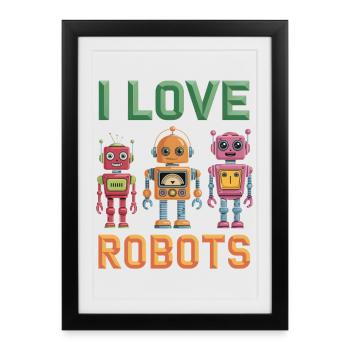 Robot rétro - Affiche encadrée (27 × 37 cm) - noir - Devant