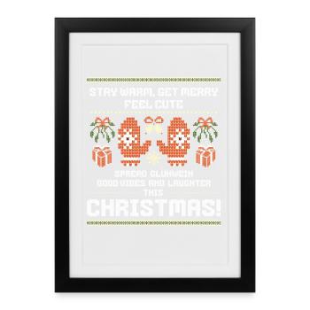 Ambiance de vin chaud et rires à Noël - Affiche encadrée (27 × 37 cm) - noir - Devant