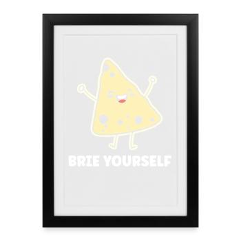 Humour fromage brie - Affiche encadrée (27 × 37 cm) - noir - Devant