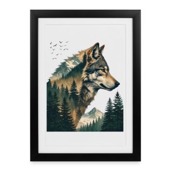 Waldwolf Double Exposition - Affiche encadrée (27 × 37 cm) - noir - Devant