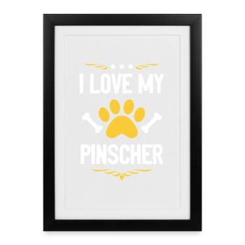 J’adore mon Pinscher - Affiche encadrée (27 × 37 cm) - noir - Devant