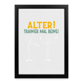 Stick Figure OLD TRAINER TIMES LEGS Drôle - Affiche encadrée (27 × 37 cm) - noir - Devant