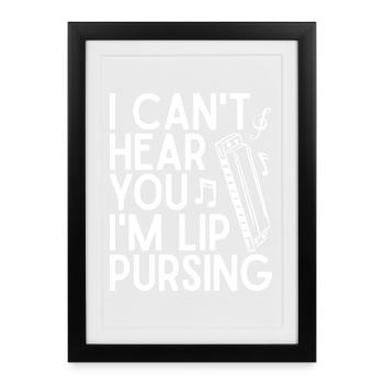 Harmonica Musican Lip Pursing Harmonica - Framed poster (27 × 37 cm) - black - Front
