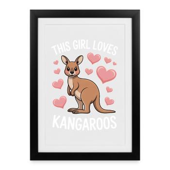 Kangourou disant fille drôle cadeau de kangourou - Affiche encadrée (27 × 37 cm) - noir - Devant