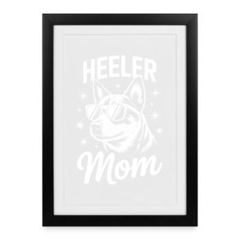 Chien de bétail australien Drôle Heeler Cadeau - Affiche encadrée (27 × 37 cm) - noir - Devant