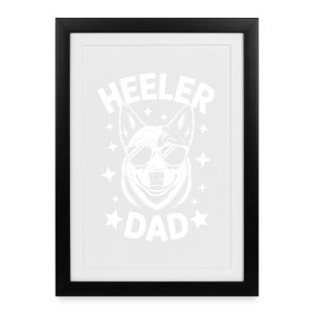 Chien de bétail australien Drôle Heeler Cadeau - Affiche encadrée (27 × 37 cm) - noir - Devant