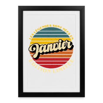 Les Légendes Sont Nées en Janvier Anniversaire - Affiche encadrée (27 × 37 cm) - noir - Devant