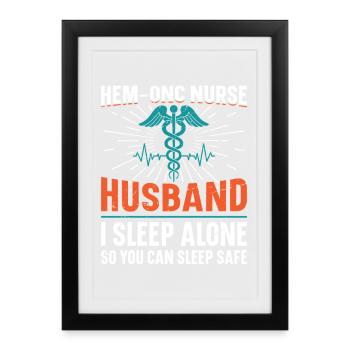 Hem/Onc Krankenschwester Ehemann Hämatologie Krankenschwester - Gerahmtes Poster (27 × 37 cm) - Schwarz - Vorne