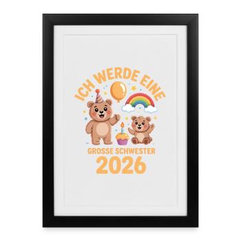 I'm going to be a big sister 2026 Bear - Framed poster (27 × 37 cm) - black - Front
