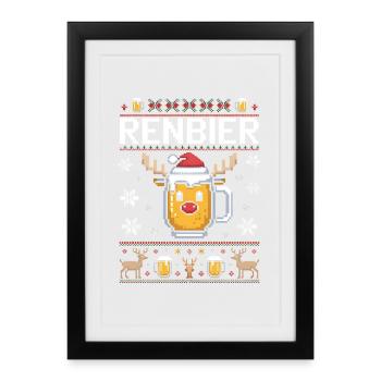 Renbier Weihnachtsbier - Gerahmtes Poster (27 × 37 cm) - Schwarz - Vorne