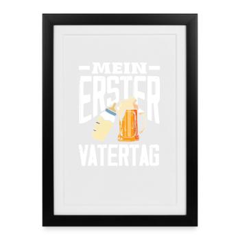 Drôle de cadeau de fête des pères papa bière - Affiche encadrée (27 × 37 cm) - noir - Devant