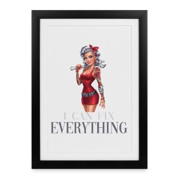 Je peux tout réparer Femme de pouvoir Illustration - Affiche encadrée (27 × 37 cm) - noir - Devant