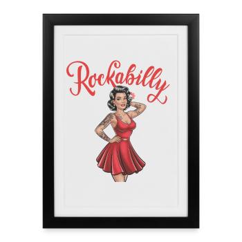 Rockabilly Vintage Pin-up Tattoo Style - Framed poster (27 × 37 cm) - black - Front