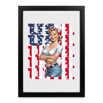 USA Retro Vintage Patriotic Design - Framed poster (27 × 37 cm) - black - Front