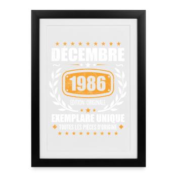December 1986 Birthday - Born In December 1986 - Framed poster (27 × 37 cm) - black - Front