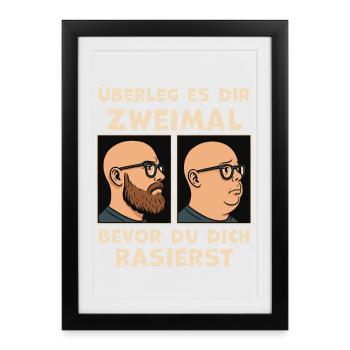 Avant Après Après Le Rasage Joke Porteur de Barbe - Affiche encadrée (27 × 37 cm) - noir - Devant