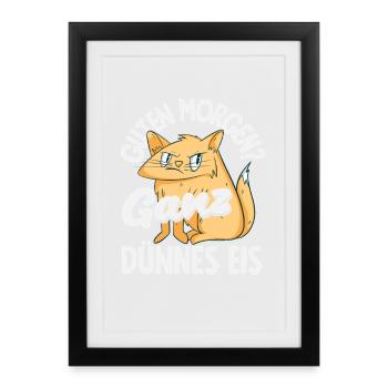 Bonjour chat de glace très mince - Affiche encadrée (27 × 37 cm) - noir - Devant