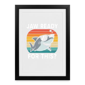 Cooler Hai Retro Look Jaw Ready for This? - Framed poster (27 × 37 cm) - black - Front