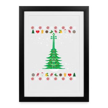 Sapin de Noël violon - Affiche encadrée (27 × 37 cm) - noir - Devant
