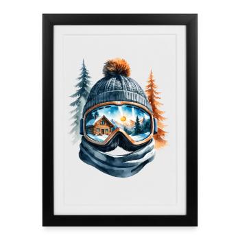 Lunettes de réflexion pour paysage d’hiver - Affiche encadrée (27 × 37 cm) - noir - Devant