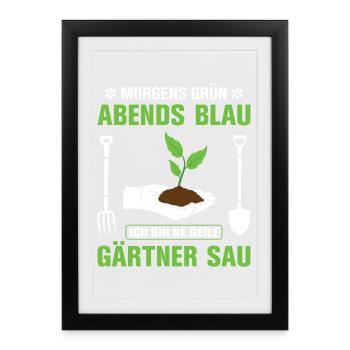 Garden Gardener Gardening Gardening Gardening Gardening - Framed poster (27 × 37 cm) - black - Front