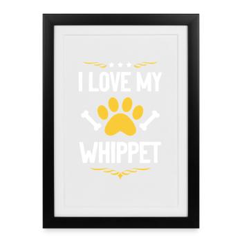 Whippet Liebe Pfotenkunst - Gerahmtes Poster (27 × 37 cm) - Schwarz - Vorne
