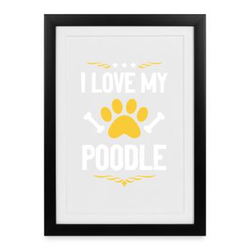 J’adore mon caniche - Affiche encadrée (27 × 37 cm) - noir - Devant