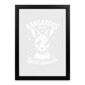 Kangourou disant kangourou Drôle de cadeau de kangourou - Affiche encadrée (27 × 37 cm) - noir - Devant