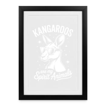 Kangourou disant kangourou drôle kangourou doué - Affiche encadrée (27 × 37 cm) - noir - Devant