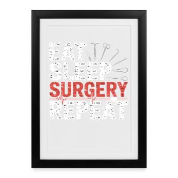 Eat Sleep Surgery Repeat - Framed poster (27 × 37 cm) - black - Front