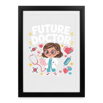 Future Doctor Cartoon - Framed poster (27 × 37 cm) - black - Front