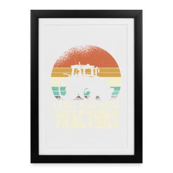 Retro Tractor Silhouette with Font - Framed poster (27 × 37 cm) - black - Front