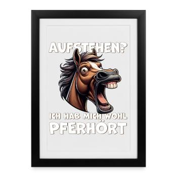 Standing Up Horse Laughing Motif - Framed poster (27 × 37 cm) - black - Front
