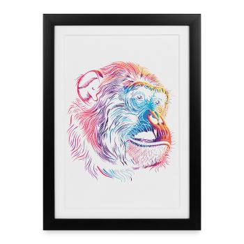 Neon Psychedelic Monkey - Framed poster (27 × 37 cm) - black - Front