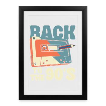 90s Birthday 90s Cassette Costume - Framed poster (27 × 37 cm) - black - Front