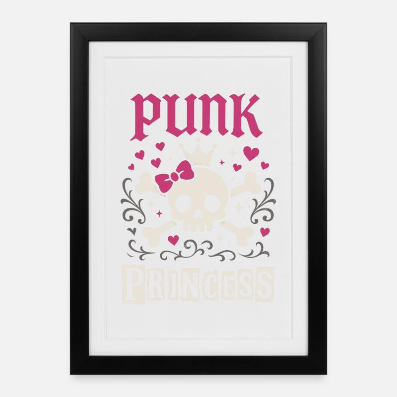 Punk Princess Skull Crown Heart - Framed poster (27 × 37 cm) - black