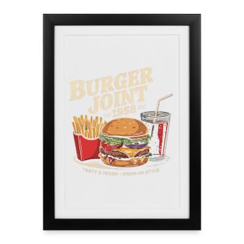Dîner Vintage Commercial - Burger Joint, 1958 - Affiche encadrée (27 × 37 cm) - noir - Devant