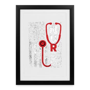 Nurse USA Flag Stethoscope – Nurse - Framed poster (27 × 37 cm) - black - Front