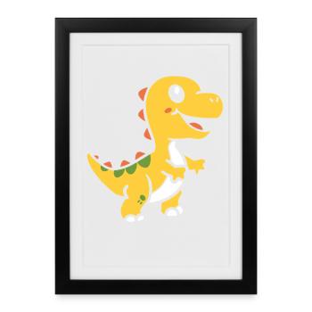 Mignon Petit dinosaure - Affiche encadrée (27 × 37 cm) - noir - Devant