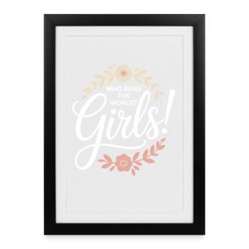 Les femmes : le pouvoir qui dirige le monde, les filles, les filles : la fille - Affiche encadrée (27 × 37 cm) - noir - Devant