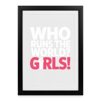 Les femmes : le pouvoir qui dirige le monde, les filles, les filles : la fille - Affiche encadrée (27 × 37 cm) - noir - Devant