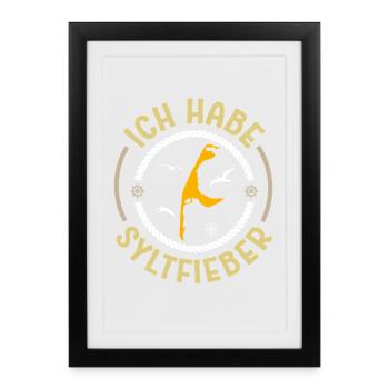 Vacances à la mer du Nord HAVE SYLT FEVER Drôle - Affiche encadrée (27 × 37 cm) - noir - Devant