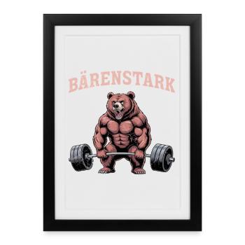 Halérophile BÄRENSTARK Funny - Affiche encadrée (27 × 37 cm) - noir - Devant