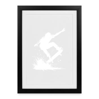 Energetisches Skateboard-Design - Gerahmtes Poster (27 × 37 cm) - Schwarz - Vorne