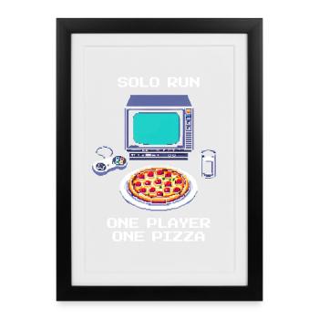 Solo Run: One Player, One Pizza | Singleplayer - Framed poster (27 × 37 cm) - black - Front