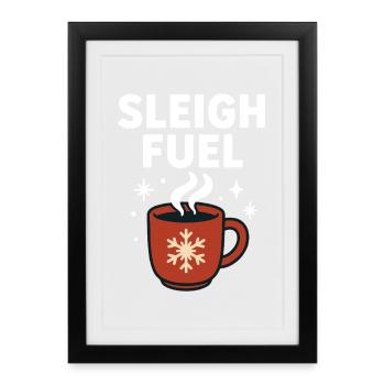 Traîneau Carburant Tasse à café de Noël Fun Père Noël - Affiche encadrée (27 × 37 cm) - noir - Devant